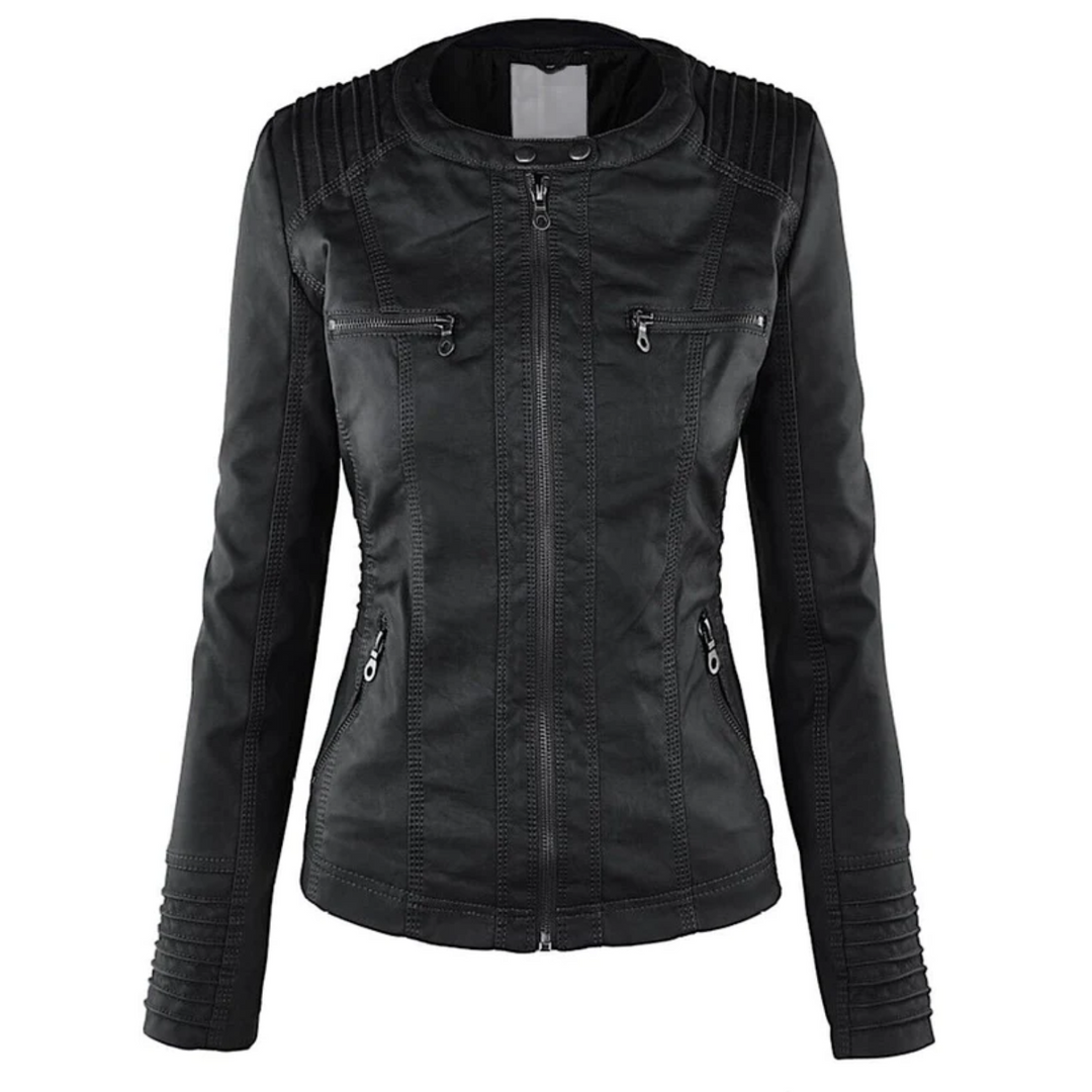 Lotte | Elegante leren dames jas met capuchon