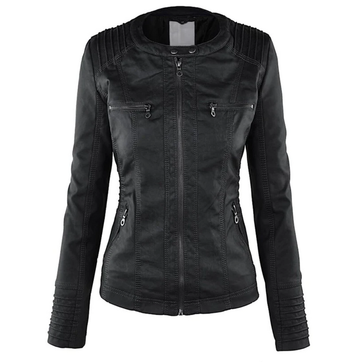 Lotte | Elegante leren dames jas met capuchon