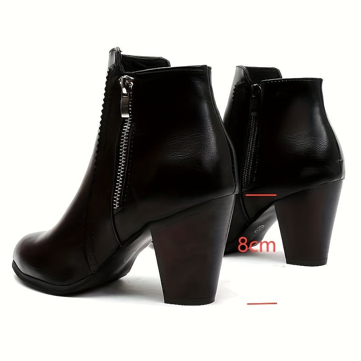 Lotte | Enkellaarsjes met ronde neus en chunky hak