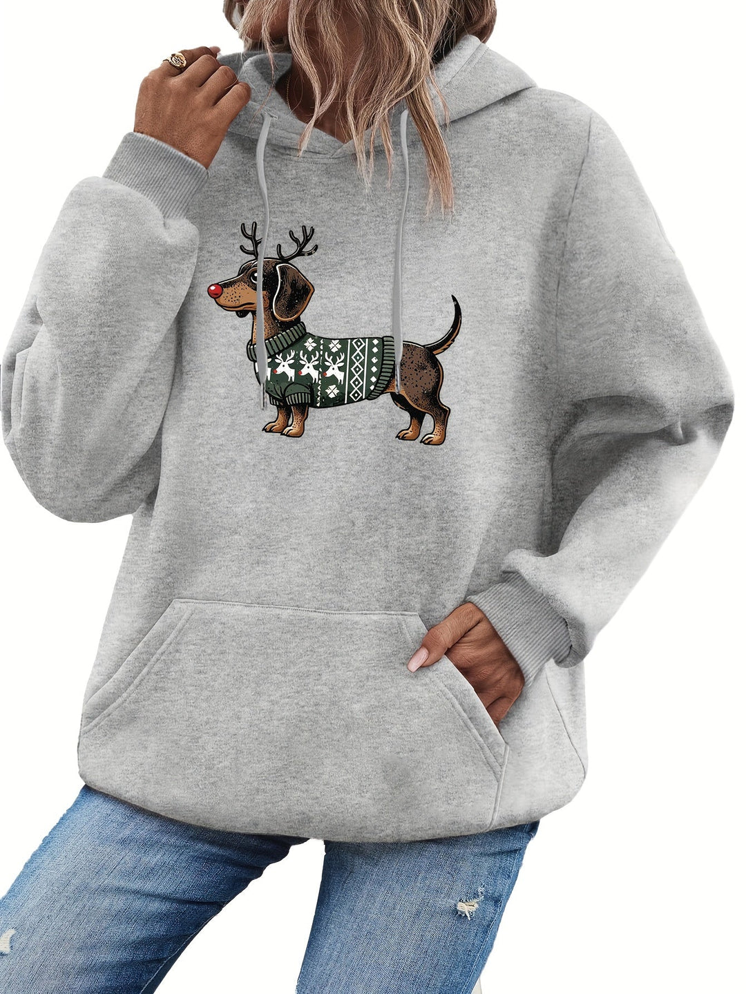 Lotte | Schattige kerst hoodie met teckelprint