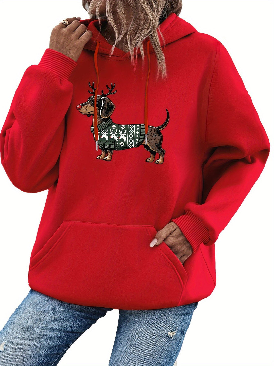 Lotte | Schattige kerst hoodie met teckelprint