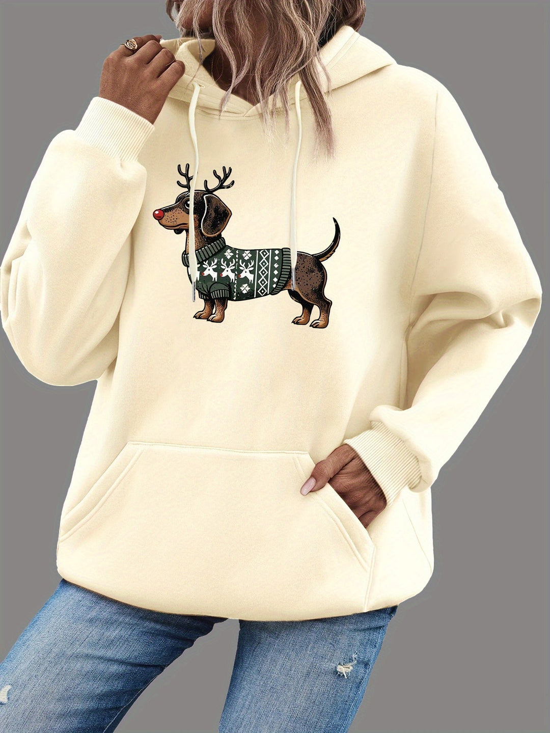 Lotte | Schattige kerst hoodie met teckelprint