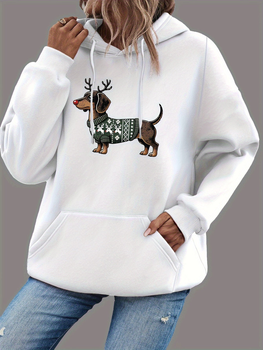 Lotte | Schattige kerst hoodie met teckelprint