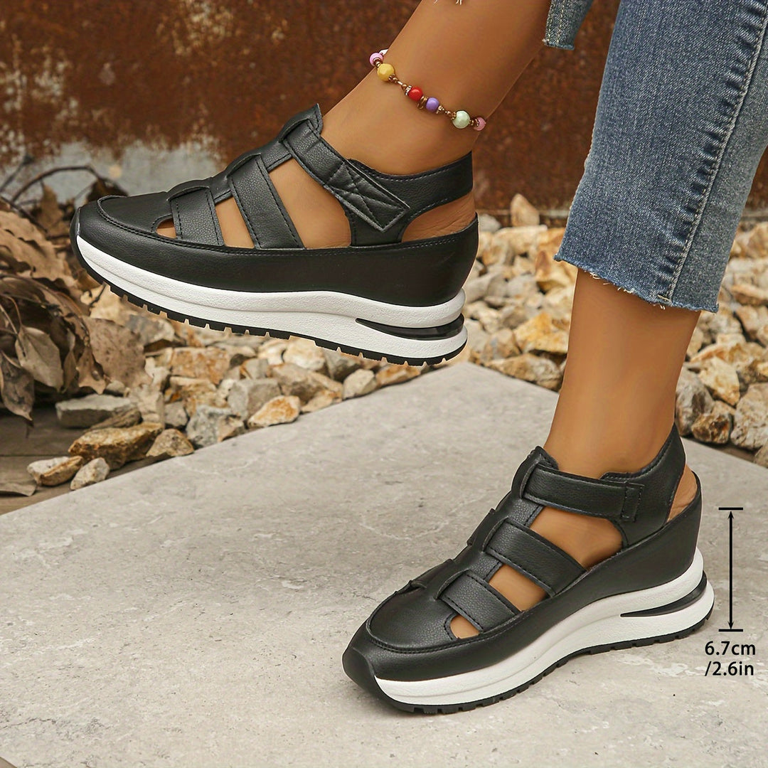 Lotte | Zachte zool platform sandalen met ronde neus
