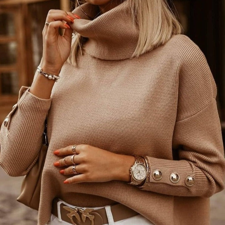 Lulu | Elegante trendy trui met hoge kraag