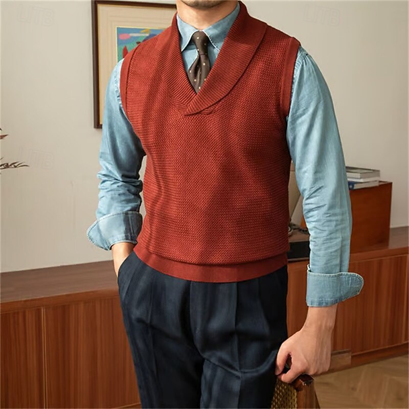 Alden | Gebreide Sweater Vest met Sjalkraag