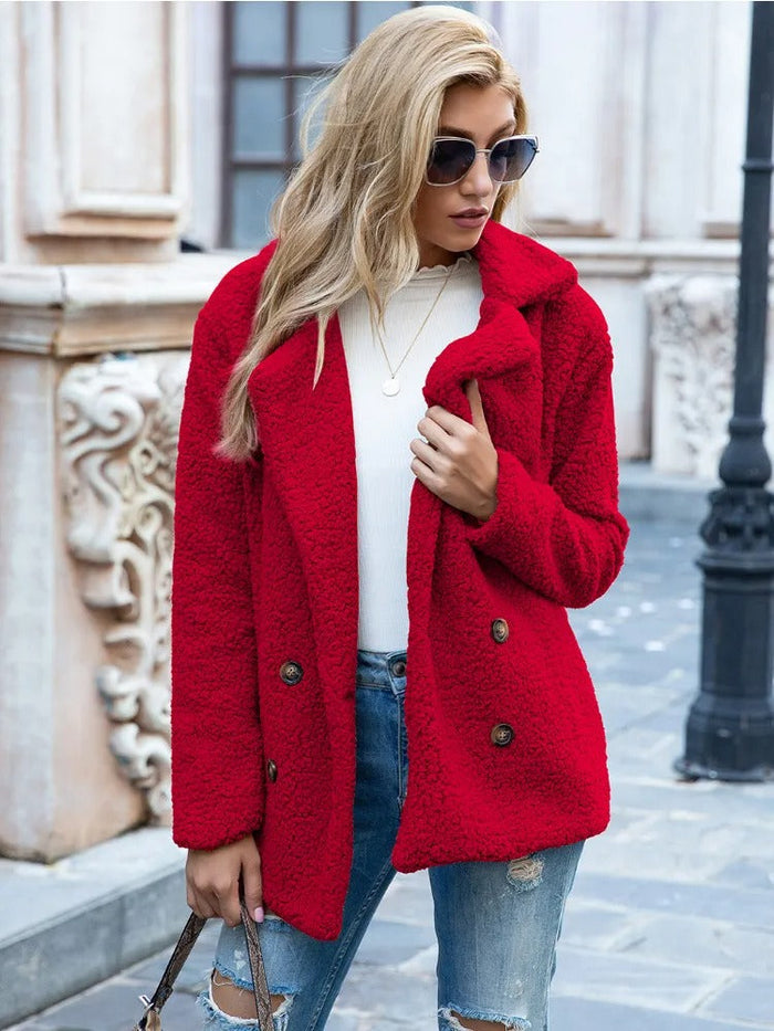 SOPHIA – ELEGANTE DOUBLES-BREASTED TEDDY COAT