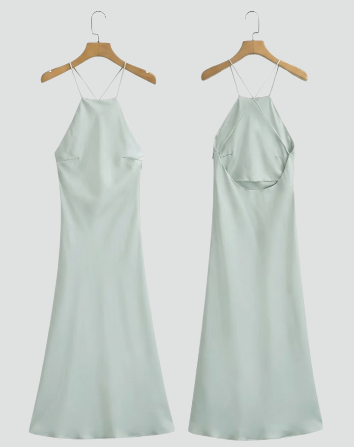 Anna - Elegante Mouwloze Dames Maxi Jurk met Open Rug Design