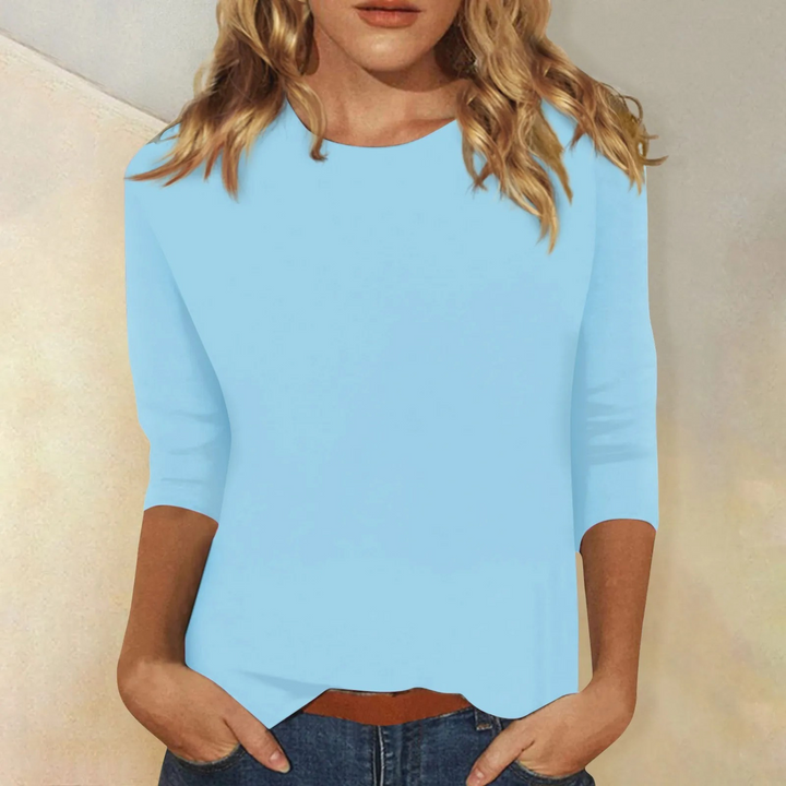 Maya | Effen gekleurd damesshirt met ronde hals en lange mouwen
