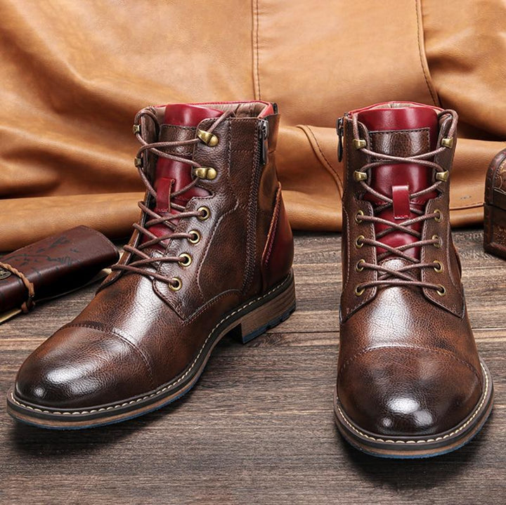 Heren Dress Boots Met Vetersluiting & Rits