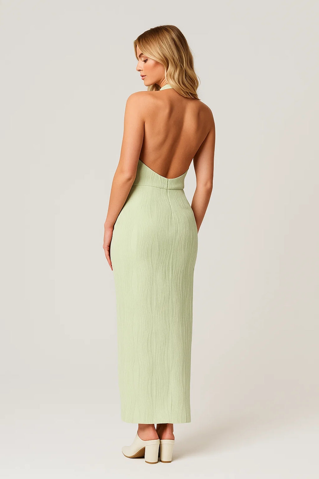 Midi Jurk Dames Halter Open Rug Bruiloft Gast Zomer