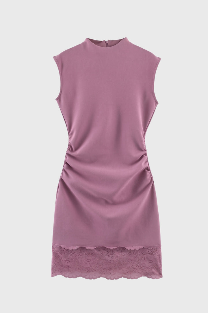 Mini Jurk Dames Getailleerd Mouwloos Kanten Zoom