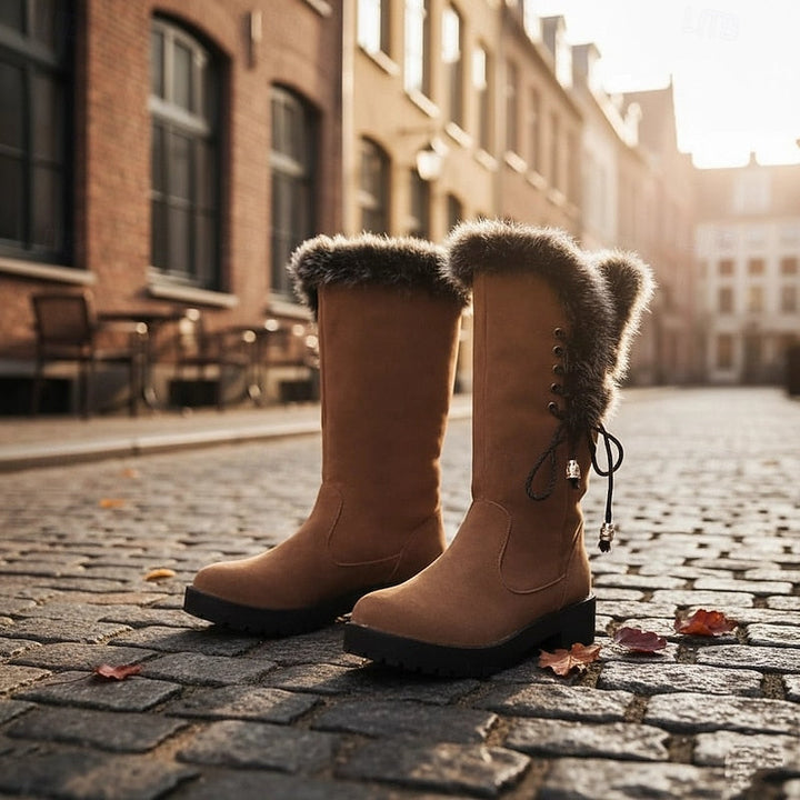 Adriana | Winterlaarzen tot de knie met bontafwerking