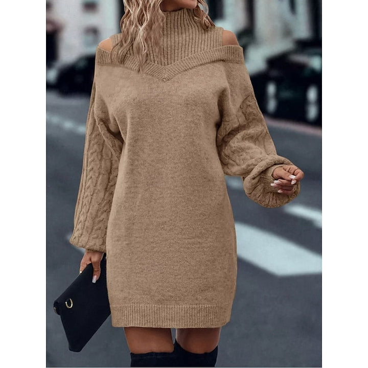 Winifred | Koud-Schouder Turtleneck Trui Jurk