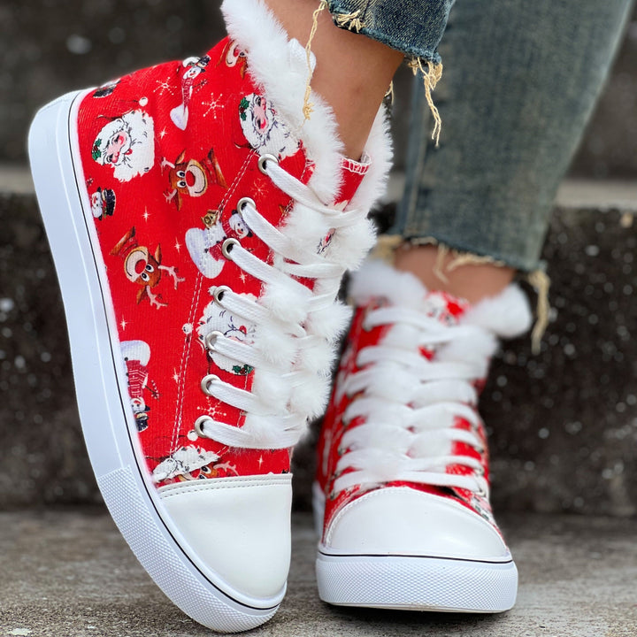Naomi | Kerstmansneakers voor dames met fleecevoering