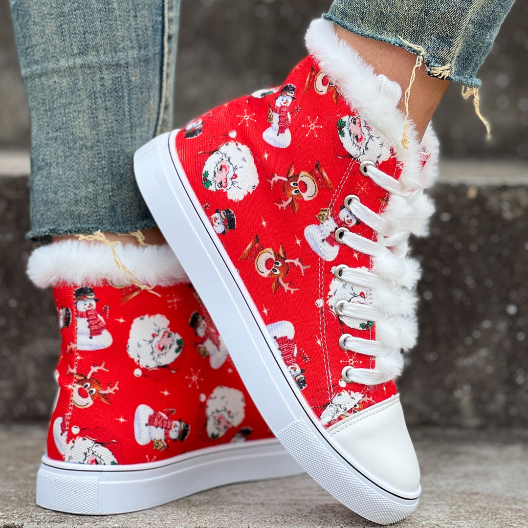 Naomi | Kerstmansneakers voor dames met fleecevoering
