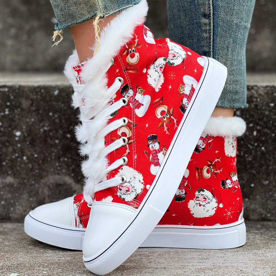 Naomi | Kerstmansneakers voor dames met fleecevoering