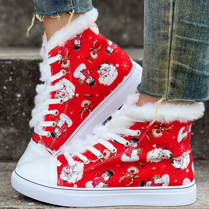 Naomi | Kerstmansneakers voor dames met fleecevoering