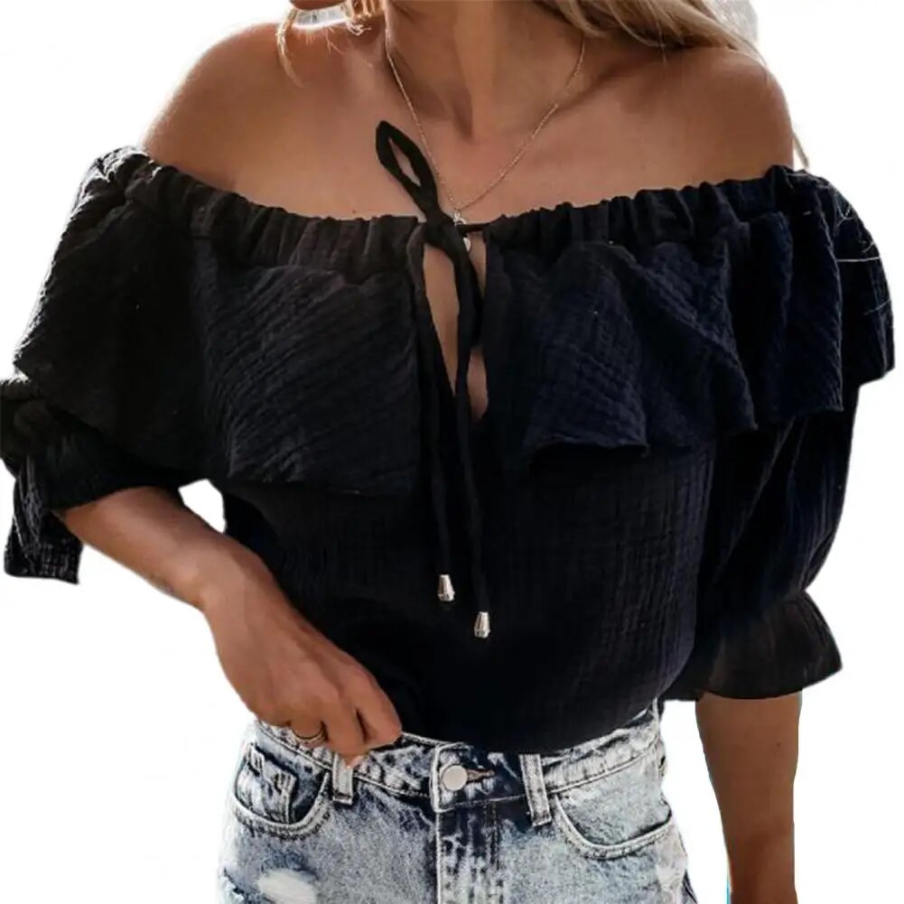 Casual blouse met ruches