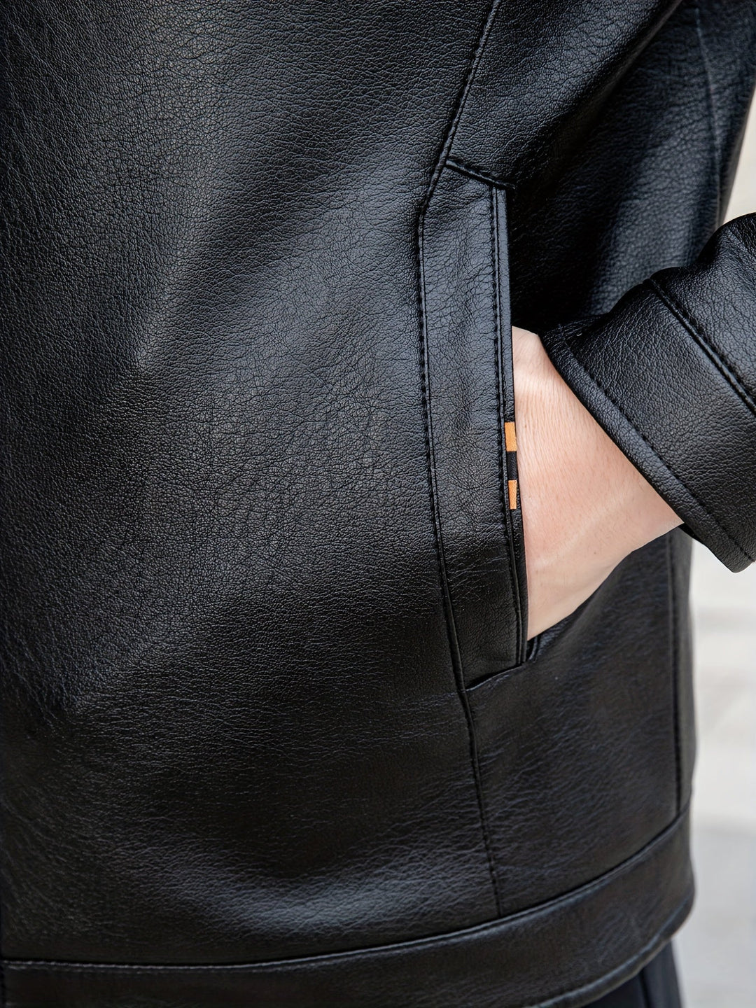 Niels | Warm fleece PU-jack in effen kleur