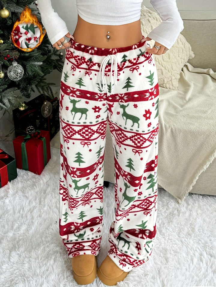 Nina | Casual kerstbroek met trekkoord taille