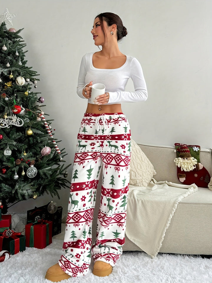Nina | Casual kerstbroek met trekkoord taille