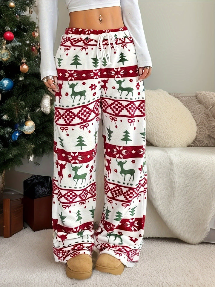 Nina | Casual kerstbroek met trekkoord taille