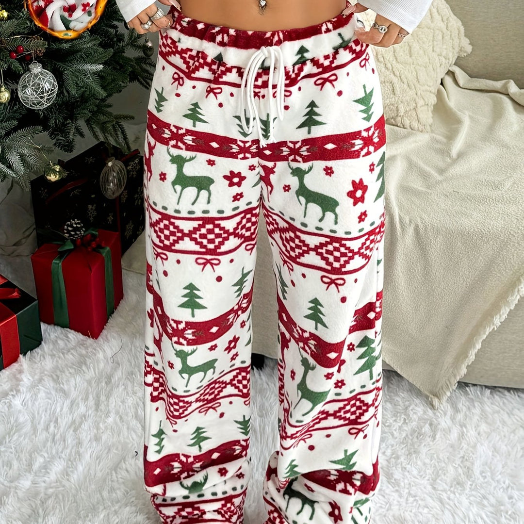 Nina | Casual kerstbroek met trekkoord taille