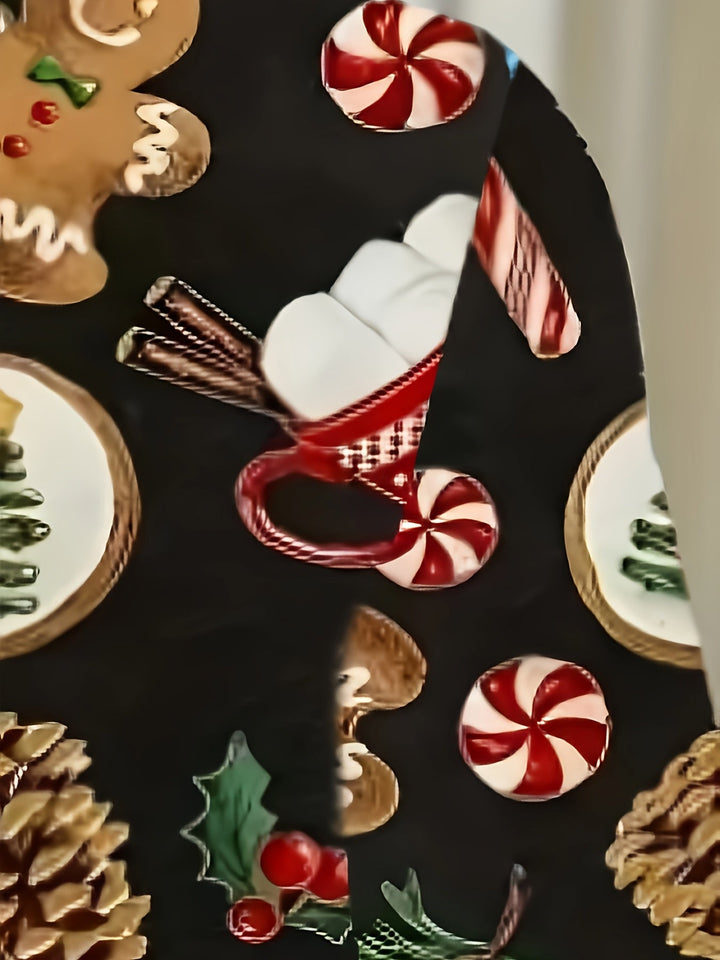 Nina | Casual kerstprint bomberjack met lange mouw en rits