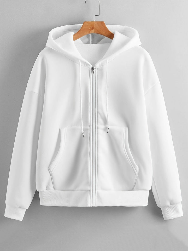 Nina | Effen kleur hoodie met trekkoord en dikke rits