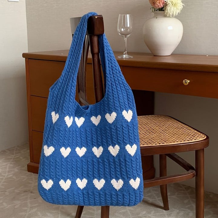 Nina | Gebreide hartpatroon shopper-tas
