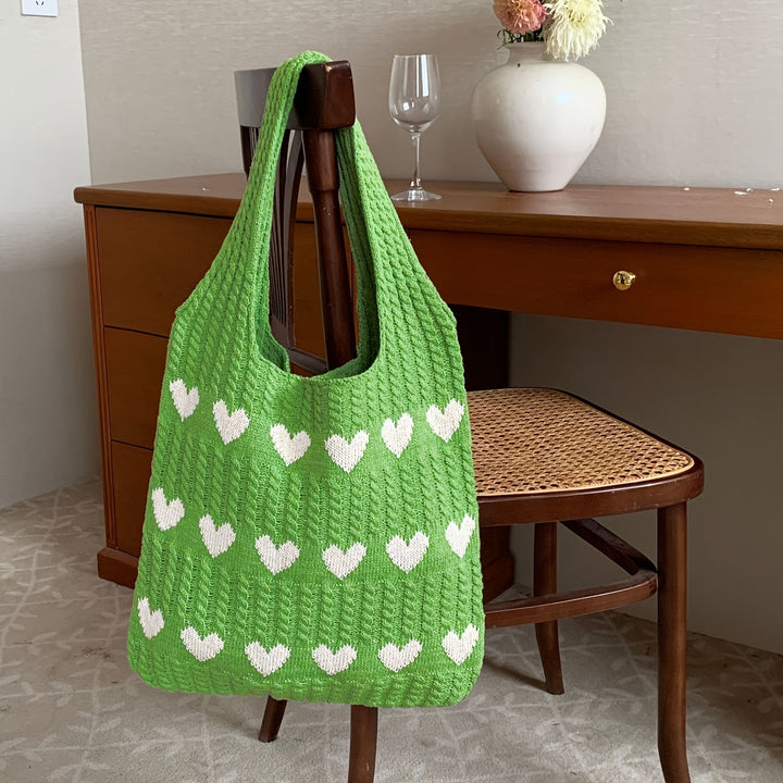 Nina | Gebreide hartpatroon shopper-tas