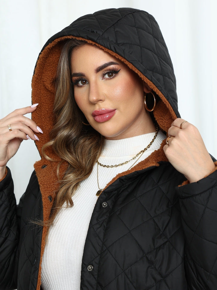 Nina | Plus size pluche gevoerde capuchon gewatteerde jas