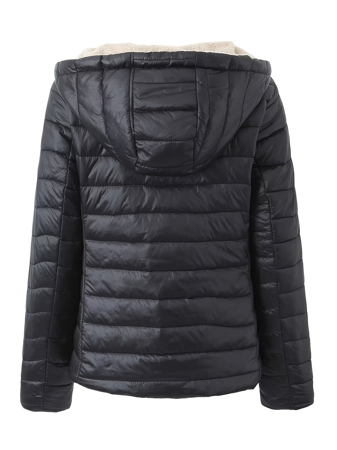 Nina | Warme puffy jas met rits en imitatiefbont voering