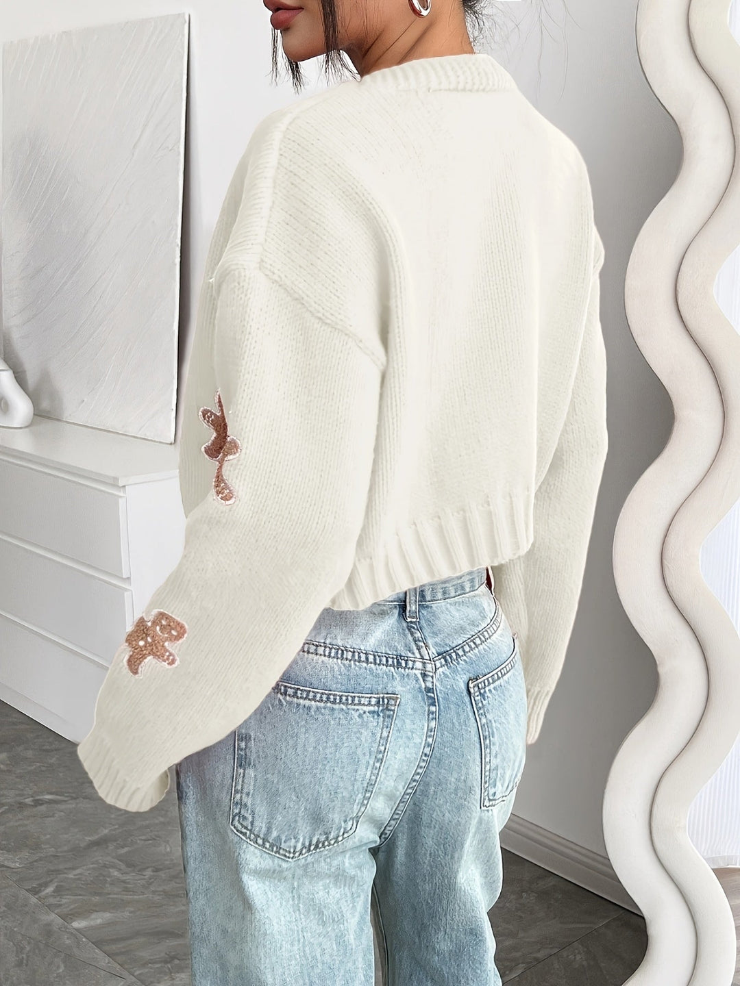 Noa | Elegante gebreide cardigan met gingerbread borduursel