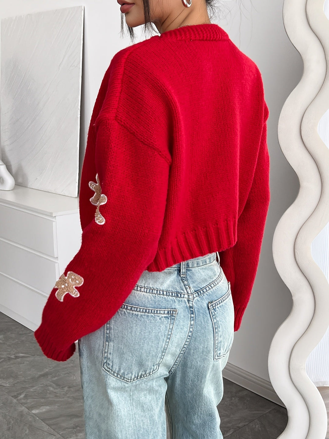 Noa | Elegante gebreide cardigan met gingerbread borduursel