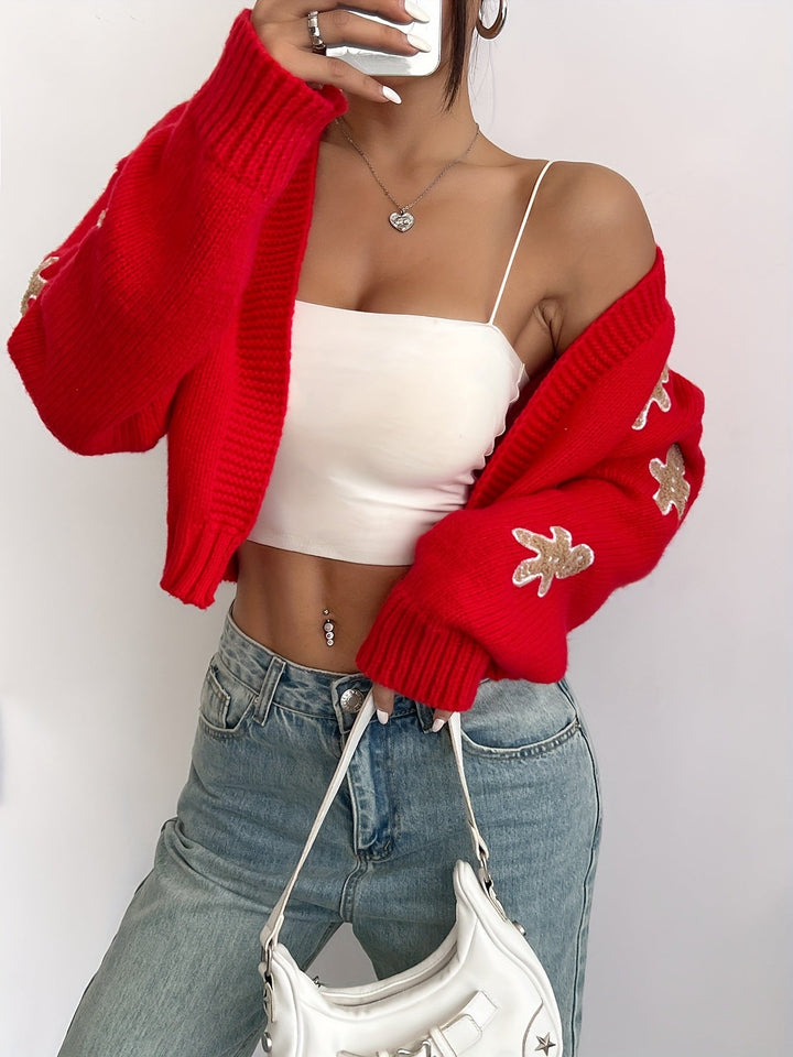 Noa | Elegante gebreide cardigan met gingerbread borduursel