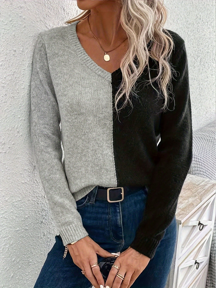 Noa | Elegante V-hals trui met lange mouwen