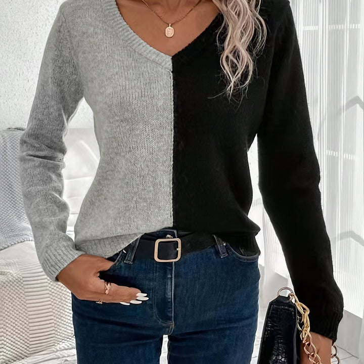 Noa | Elegante V-hals trui met lange mouwen