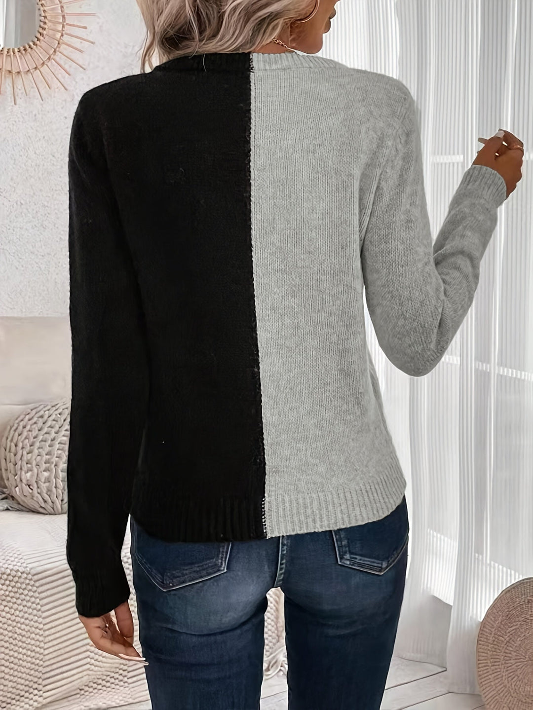 Noa | Elegante V-hals trui met lange mouwen