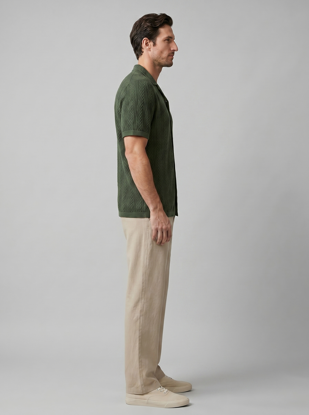 Open-Knit Shirt Trousers Set Heren Zomer Casual