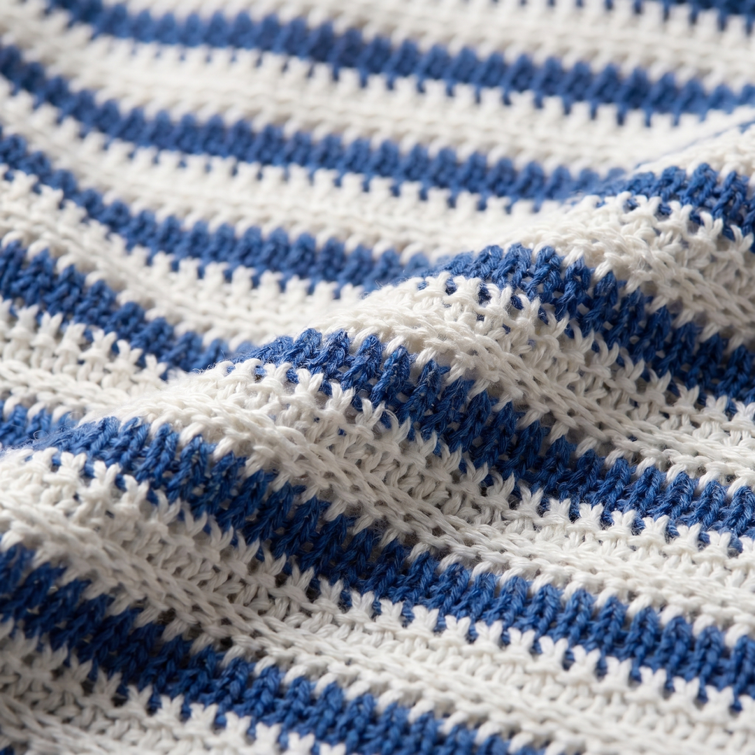Open Knit Stripe Resort Shirt Heren Zomer Casual