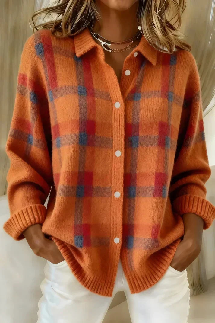Barbara – Zachte Geweven Blouse met Ruitpatroon