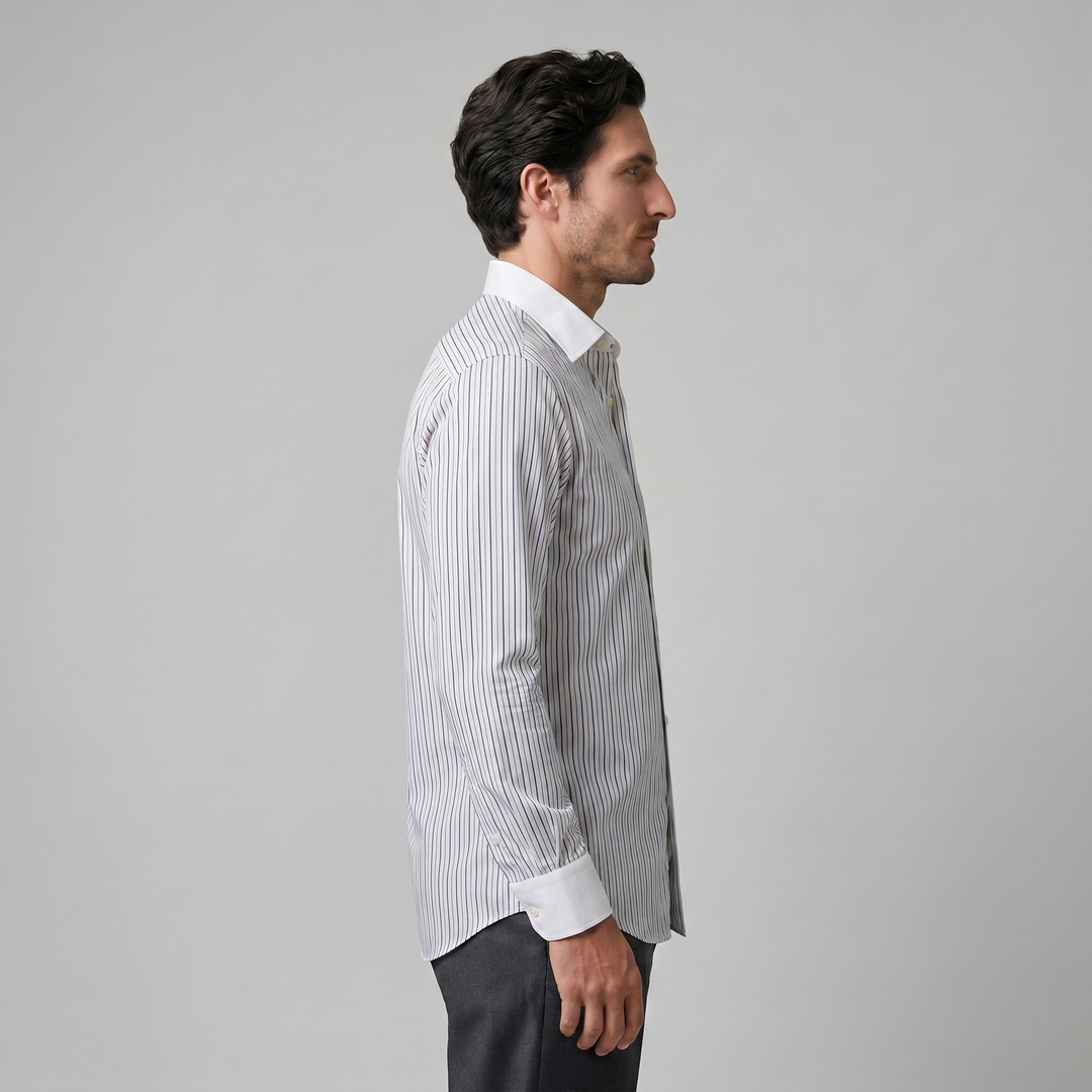 Overhemd Heren Slim Fit Lange Mouwen Gestreept Formeel