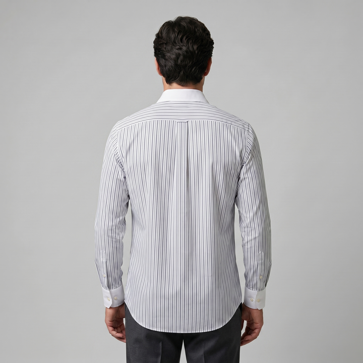 Overhemd Heren Slim Fit Lange Mouwen Gestreept Formeel