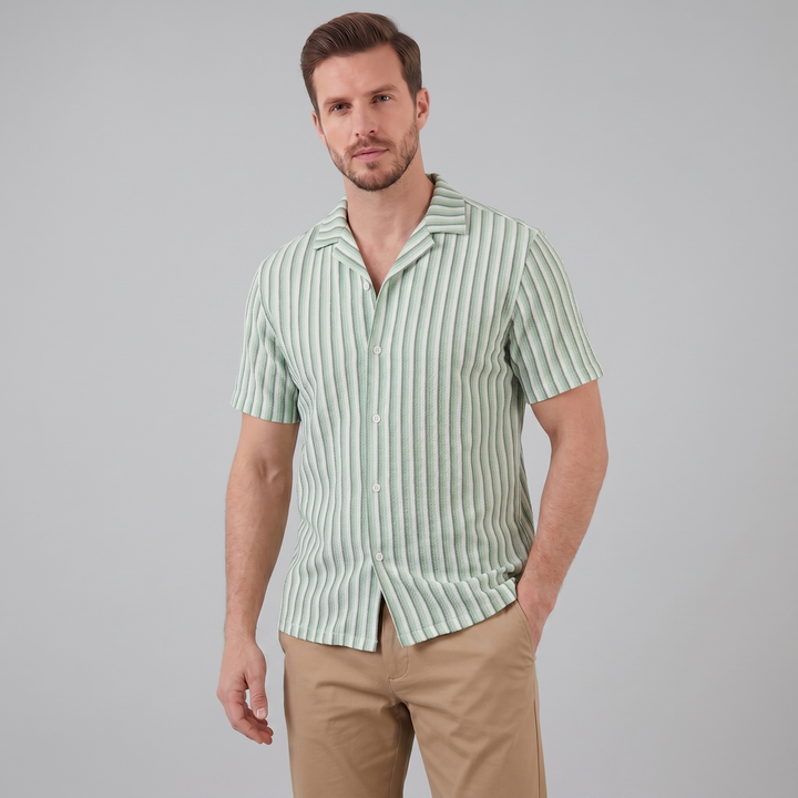 Overhemd Heren Verticale Strepen Resort Casual Zomer