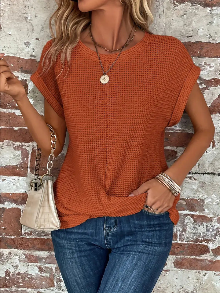 Pauline | Textured Korte Mouwen Top