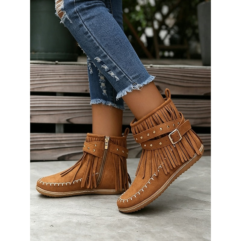 Susannah | Fringe Moccasin Enkellaarsjes