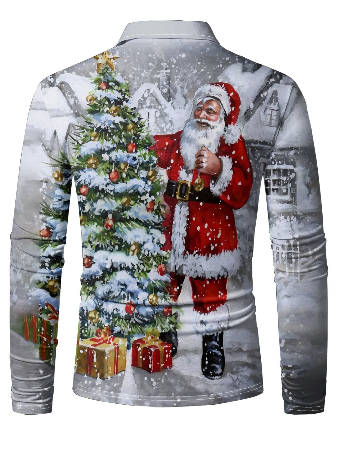 Piet | Casual lange mouw polo met kerstprint