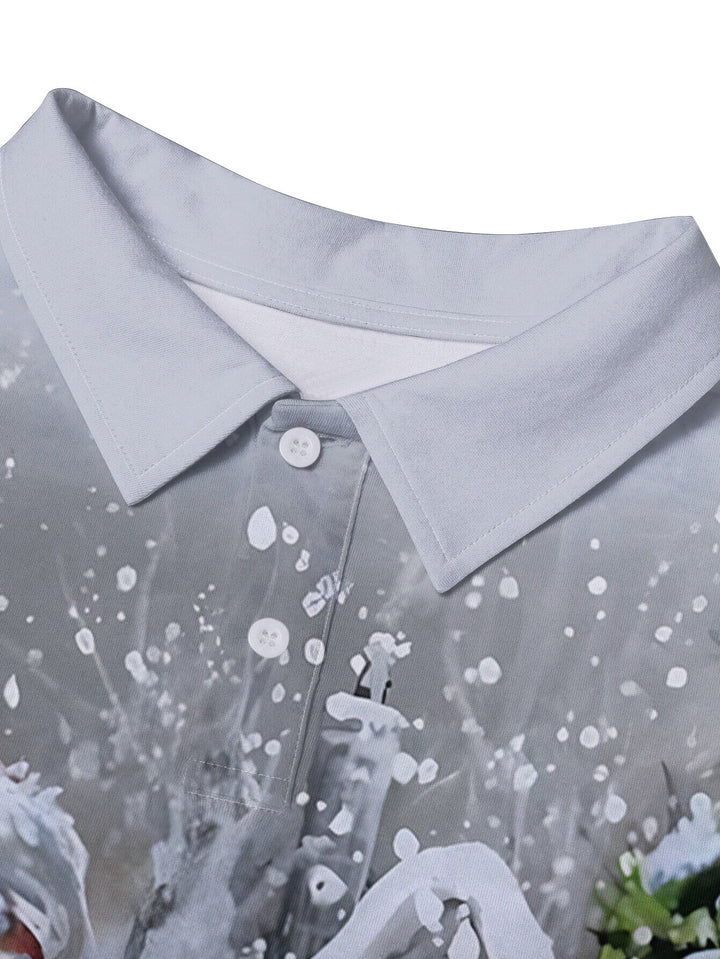 Piet | Casual lange mouw polo met kerstprint